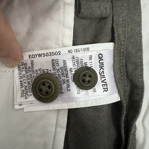 Quiksilver Shorts Men's Sz 40 Green Straight Fit Chino Flat Front Casual Shorts - Picture 10 of 10